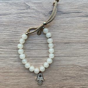 White Beaded Hamsa Bracelet